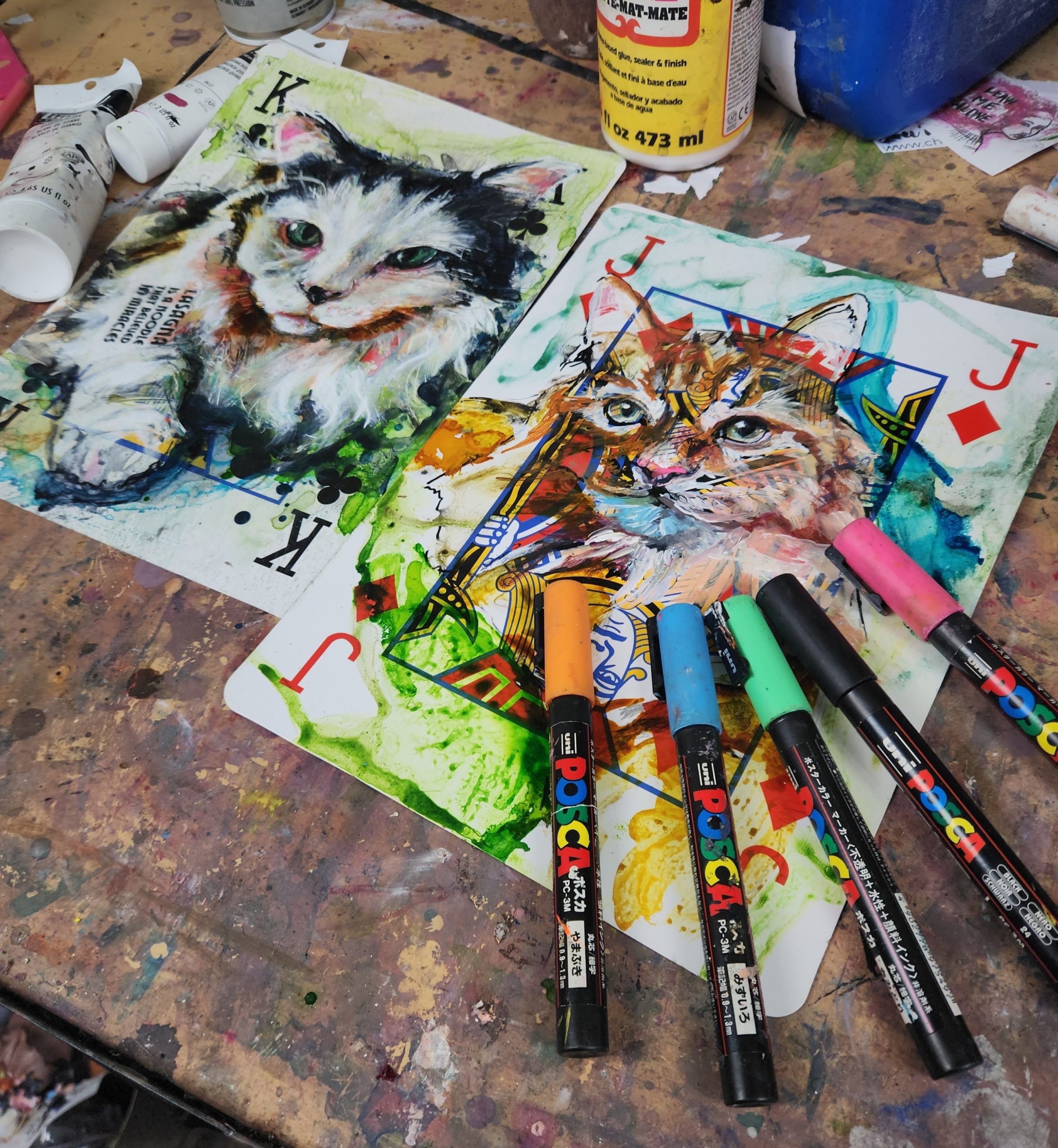 Work In Process of Pet Portraits by Sara Leger