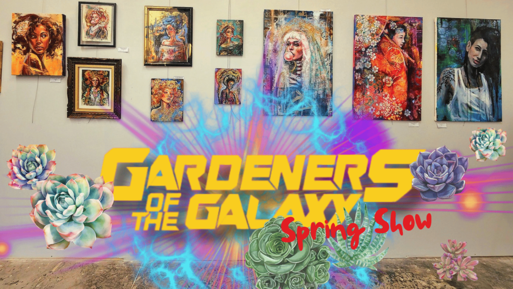 Gardeners Of th egalaxy poster for art show at Cherry Bomb Studio in Lanx=caster April 2024