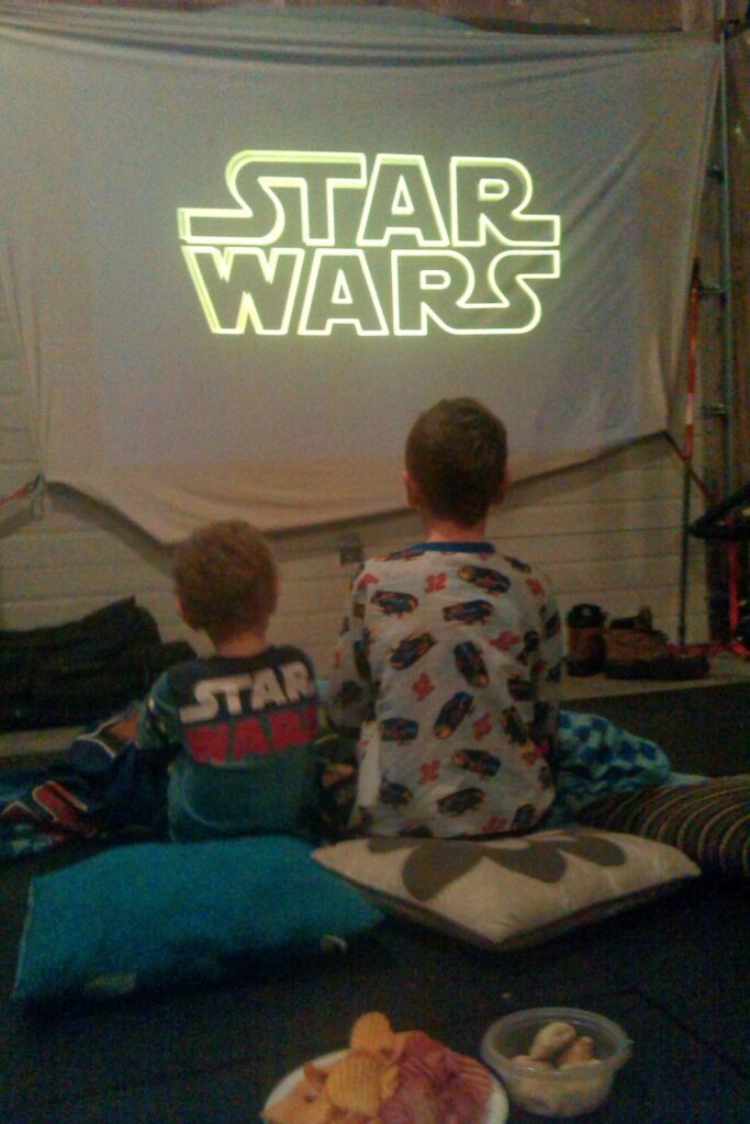 The simple joy of watching a movie with family every Sunday.  Kids watching Star Wars in 2013