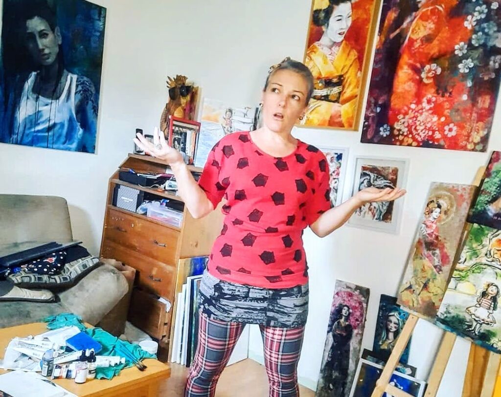 Sara Leger in her 1st studio, a basement