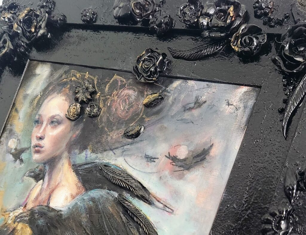 detail of the handsculpted frames made by Canadian artist Sara Leger