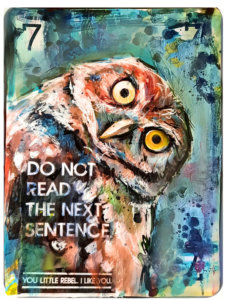 Original mixed-media Sassy Bird artwork by Canadian contemporary artist Sara Leger. Rebel Owl